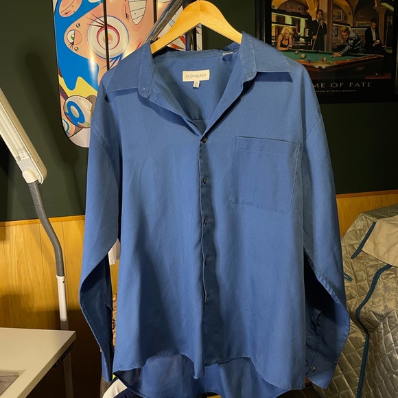 Yves Saint Laurent Deep Blue Collared Shirt mens XL - Picture 2 of 5